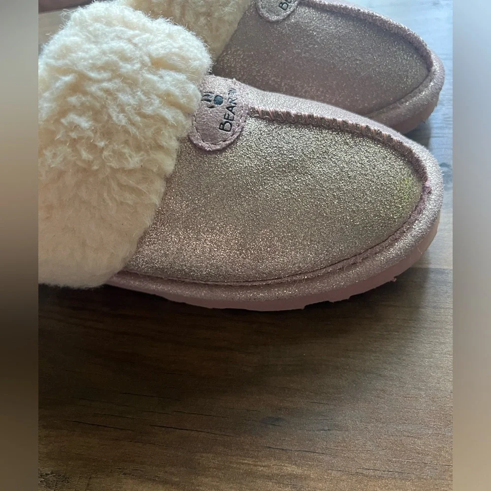 BearPaw Pink and Cream Cozy Slippers